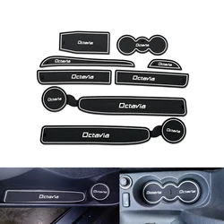 8PCS Car Styling Rubber Anti Slip Mat Door Groove Pad Cup Mat Coaster For Skoda Octavia A5 2005 -2013 MK2 1Z Auto Accessories