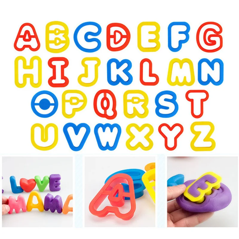 41pcs Playdough Tools Play Dough Set Letters Numbers Symbols Plasticine Mold Modeling Clay Accessories Slime DIY Kids Toy