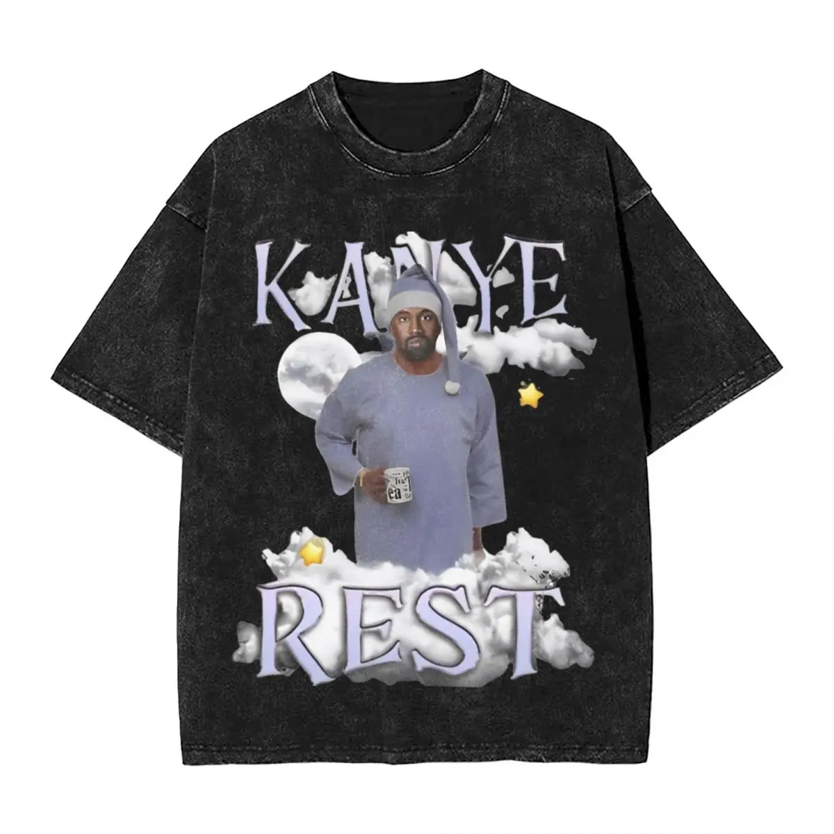 Kanye West Rest T Shirt Hip Hop Washed Cotton Harajuku T-Shirts Meme Vintage for Men Women Tops Streetwear Summer Tops Tees