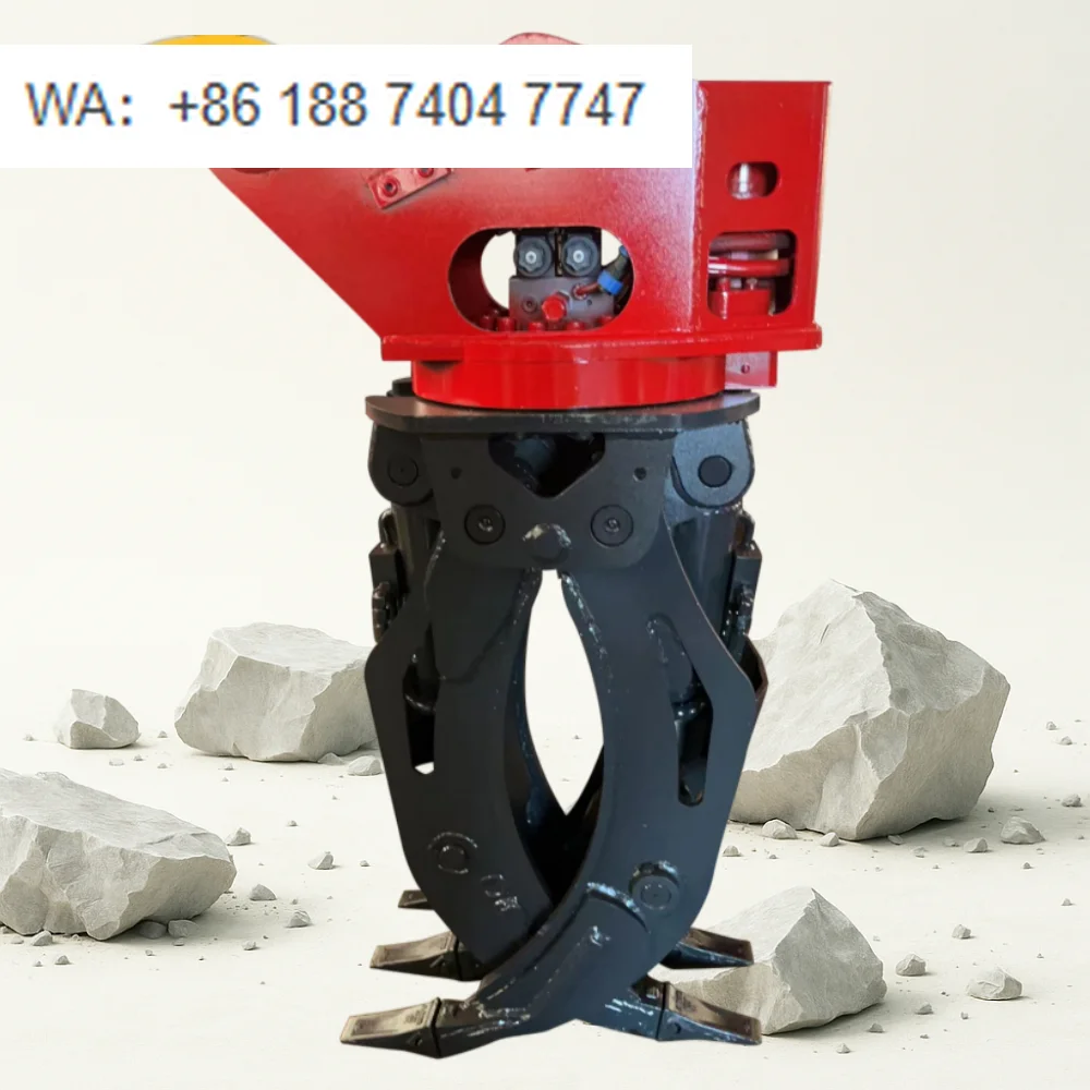 Hydraulic Log Grapple Attachment for Precise Handling of Large Timber Logs and Construction Materials