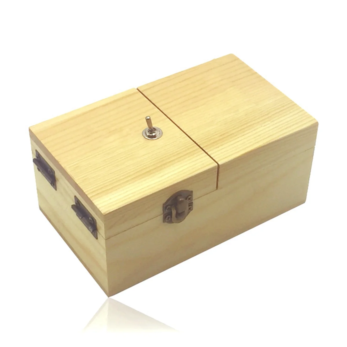 B Useless Box with Surprises Wooden Useless Box Fully Assembled Toy for Adults and Children Light Wood Color