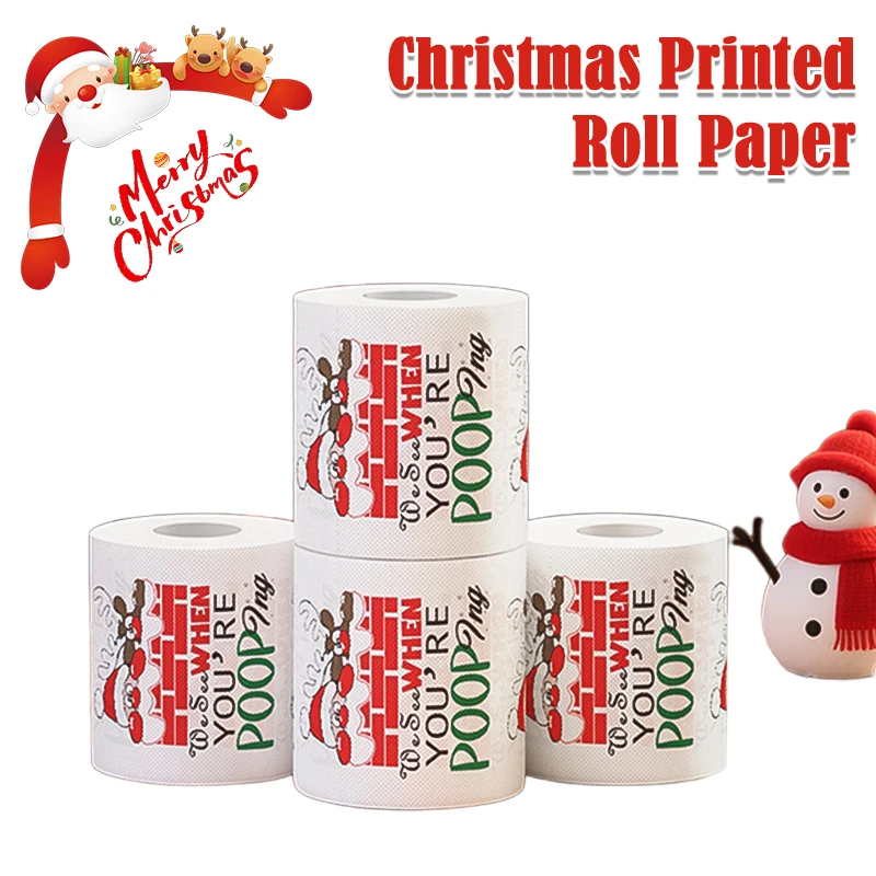 

NEW Christmas Pattern Series Roll Paper Home Santa Claus Bath Toilet Roll Paper Creative New Year Decoration Toilet Papers
