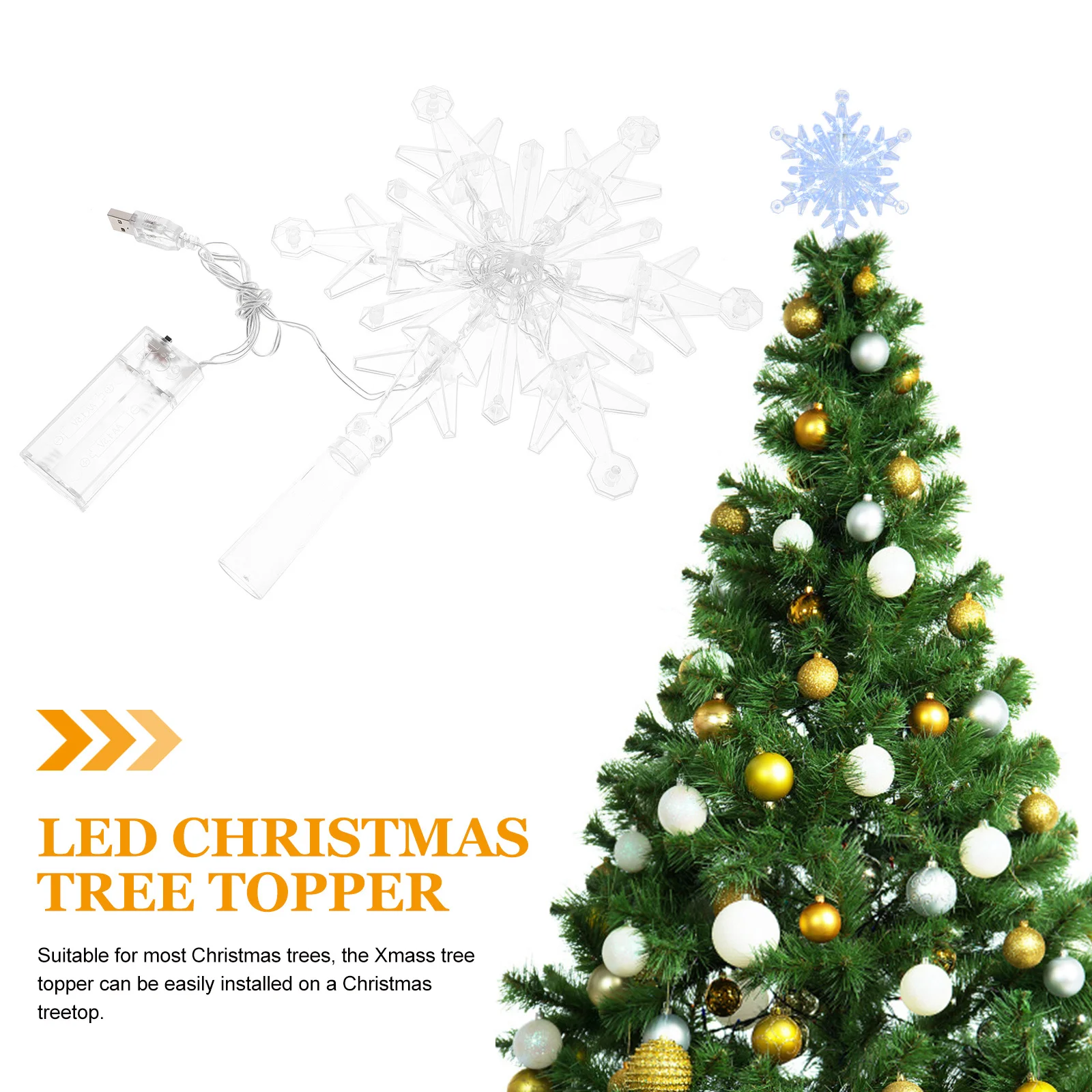 

Luminous Snowflake Tree Topper LED Lighted Christmas Decoration for Holiday Party Xmas Tree Decorations Indoor Festive Setup