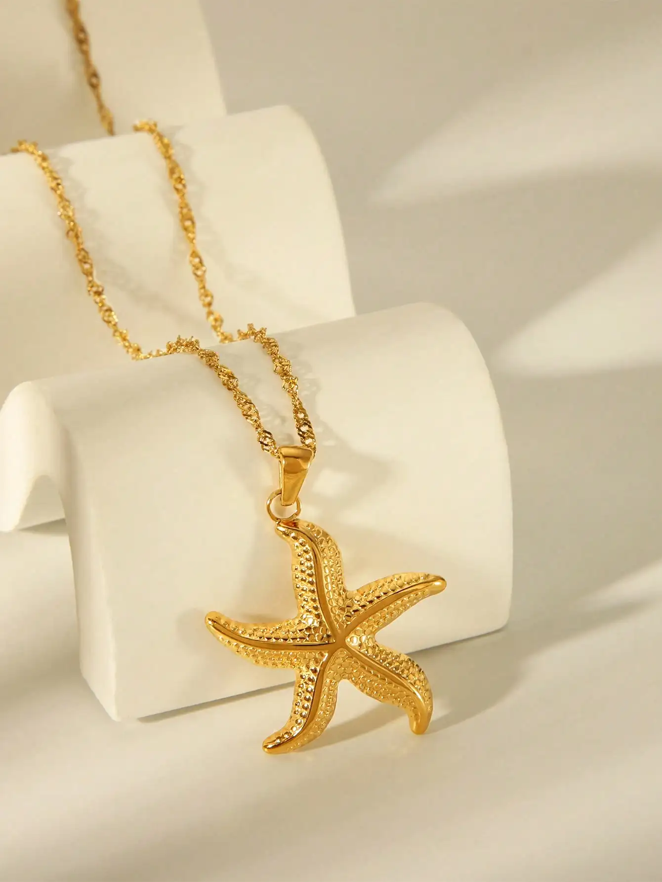 

Ожерелье с подвеской в виде морской звезды из нержавеющей стали золотистого цвета для мужчин и женщин