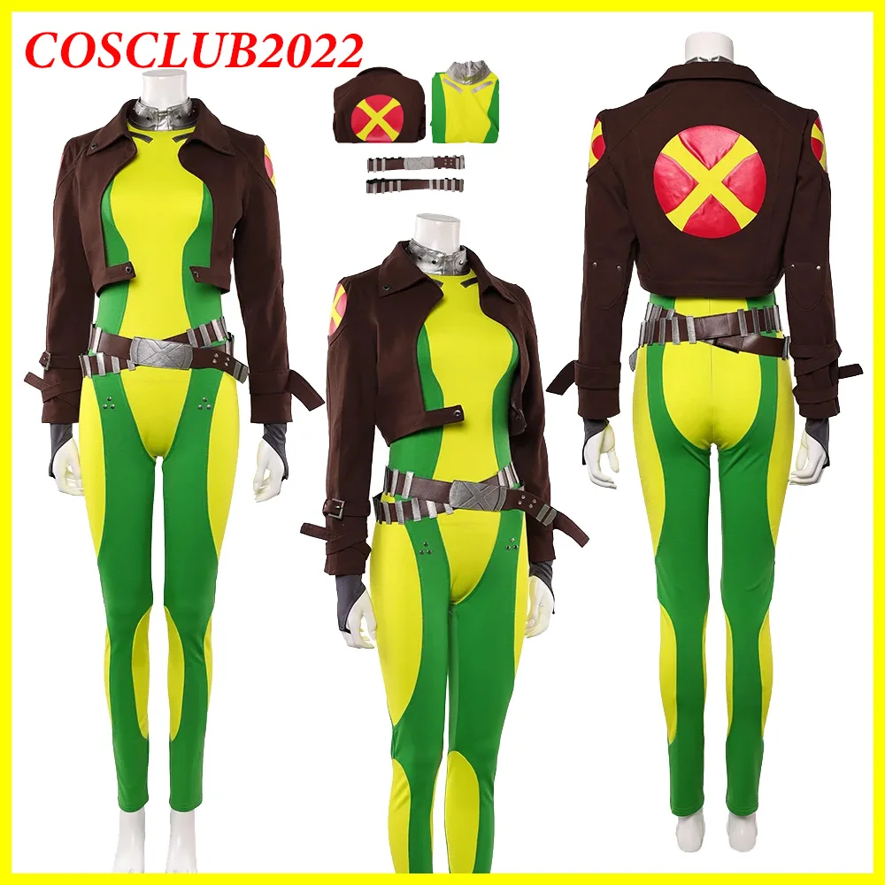 Fantasia Rogue Cosplay Costume Jumpsuit Jacket Movie X-97 Roleplay Coat Belt Women Adult Uniform Carnival Outfits Halloween Suit