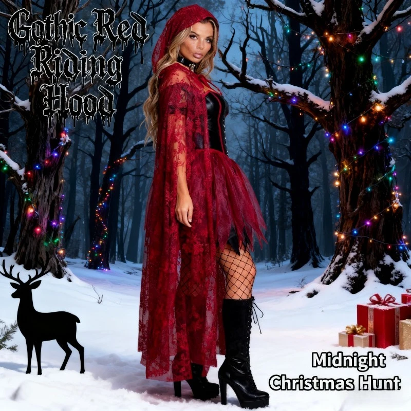 عيد الميلاد الرداء الأحمر الصغير زي عطلة دور اللعب مرحلة الأداء الزي