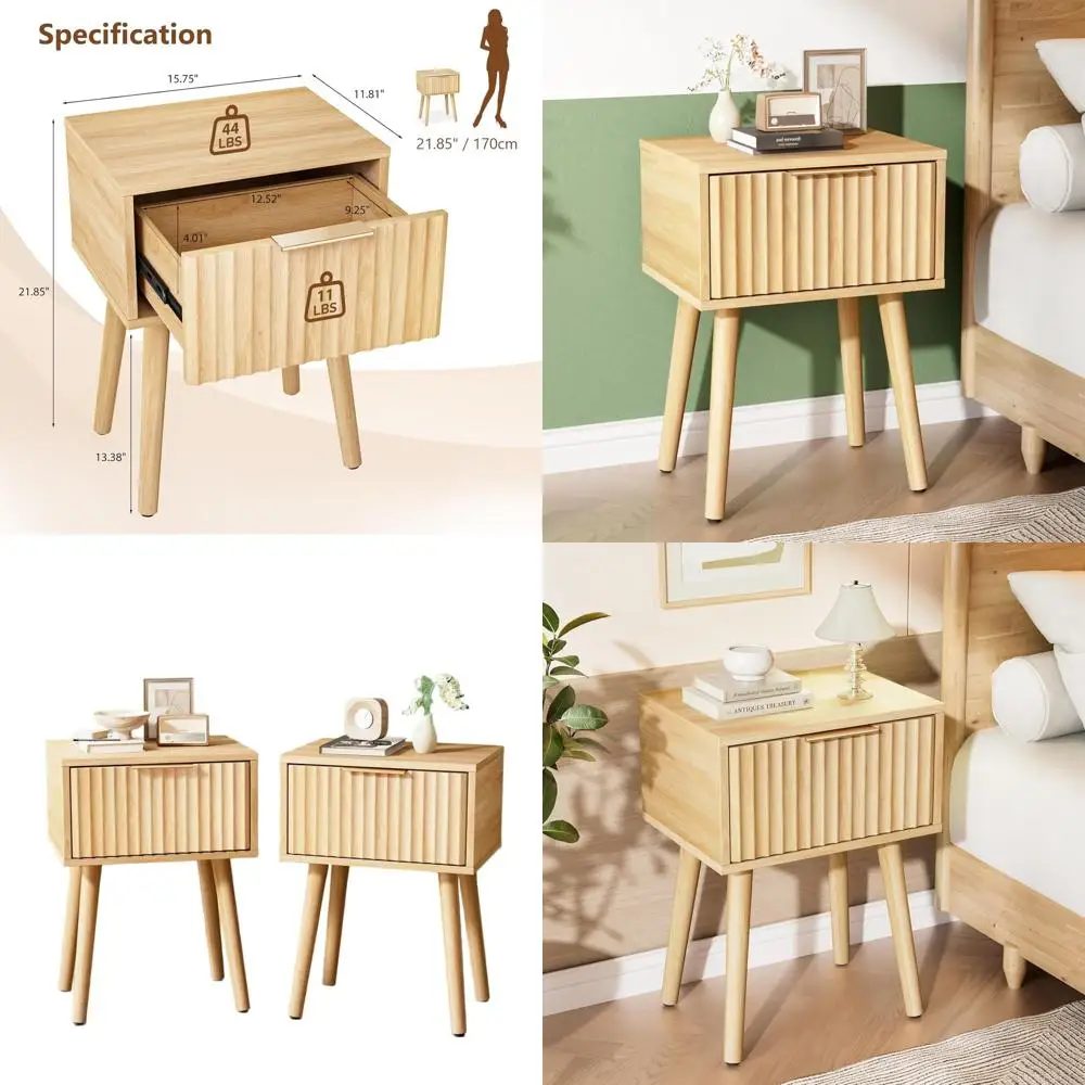 

Пара прикроватных тумбочек из дуба, натуральная отделка, 15.75x11.81x21.85 дюймов