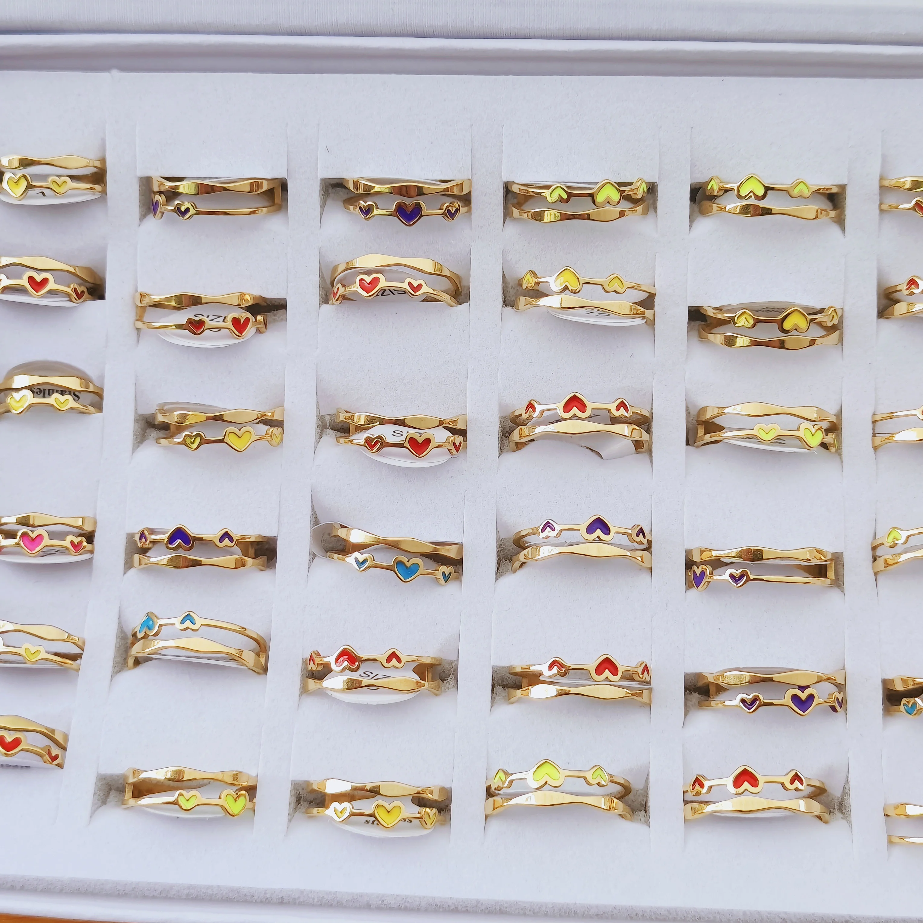 30pcs/Lot Wholesale Stainless Steel Rings For Women Drip Oil Design Love Jewellery Wedding High Quality Gift