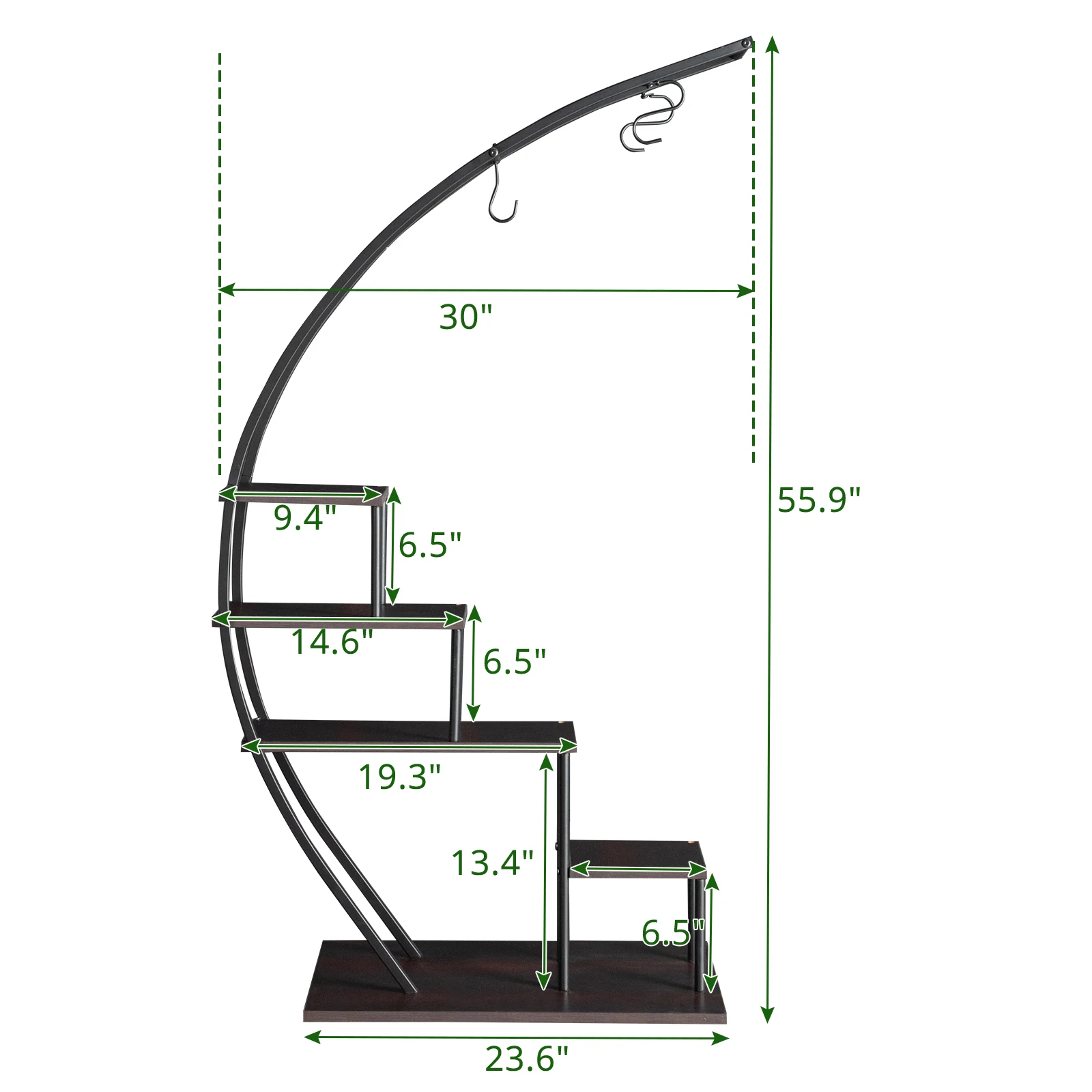 "Artisasset 2x 5-Layer Iron Wood Plant Stand, Garden/Balcony/Patio Decor. Black Iron Flower Pot Holder.