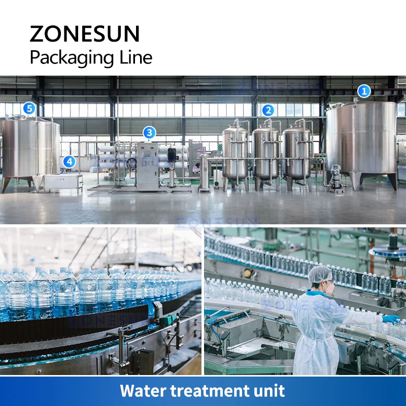 ZONESUN, система розлива бутылок с минеральной водой, встроенная линия, обтекаемое производство