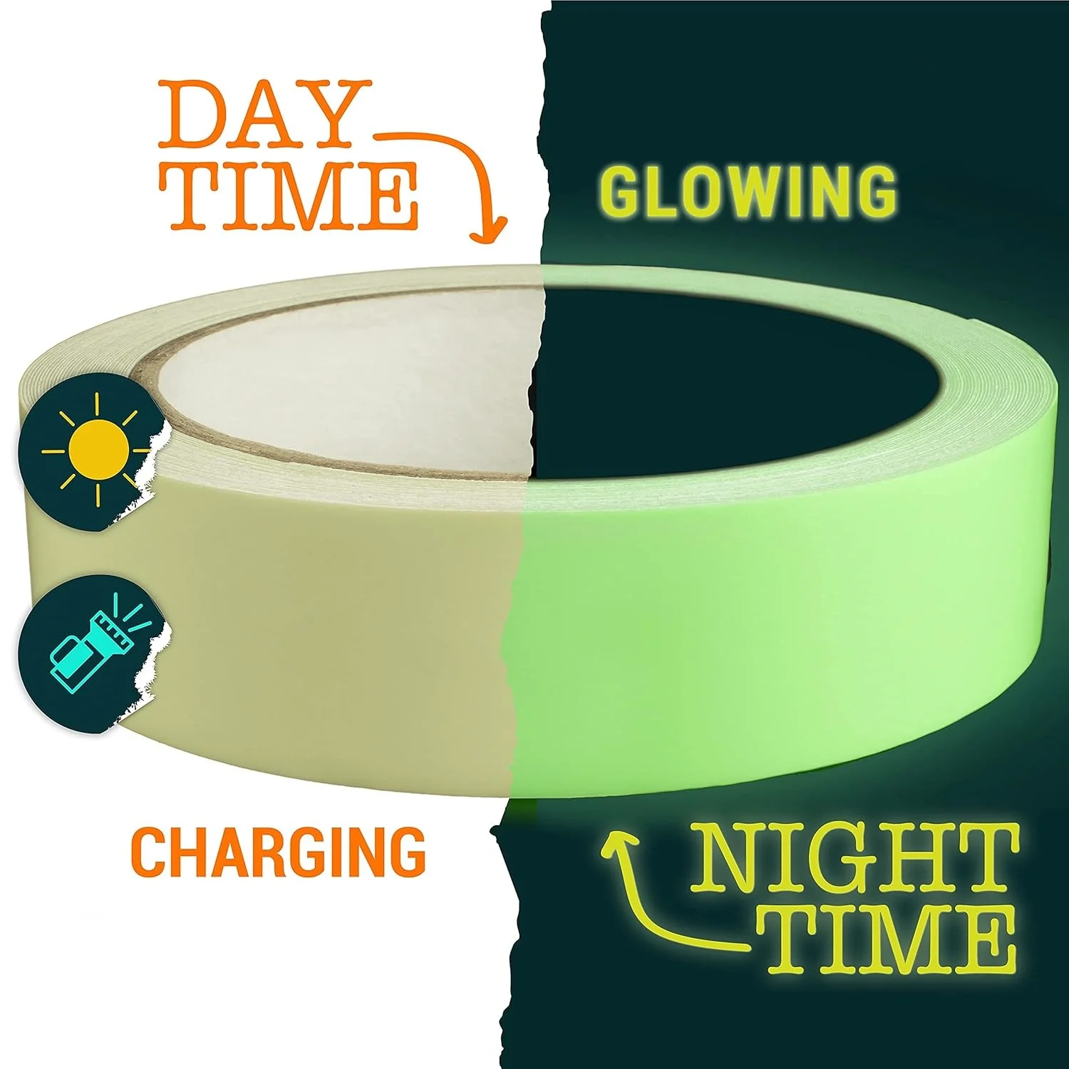 Luminous tape, green warning ground light, storage staircase, anti slip stickers, suitable for home and outdoor use，3 pieces