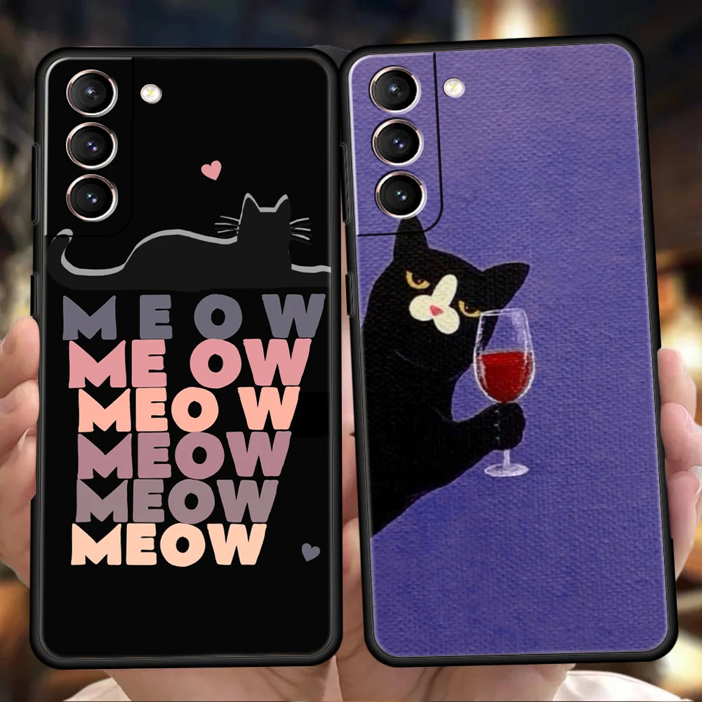 Funny Cat Daily Life Phone Case for Samsung Galaxy S24 S23 S22 S20 S21 FE Ultra S10 S10E S9 S8 Plus 5G Soft TPU Cover Capas Bags