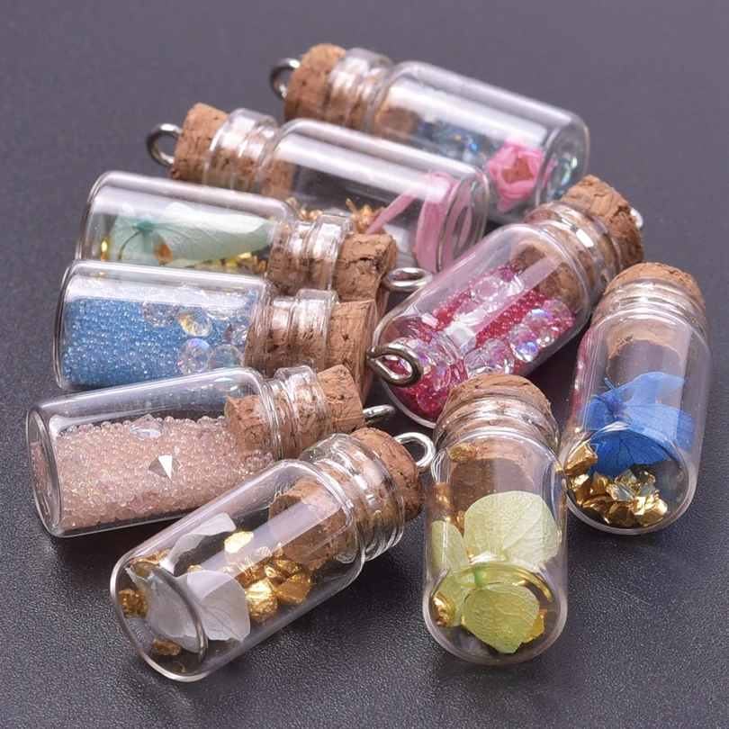 10/30/50/100pcs Mixed Glass Wishing Bottle Drifting Bottle Charms Pendants for Jewelry Making DIY Handmade Keychain Earrings