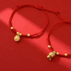 Chinese Zodiac Auspicious Dragon Red Rope Braid Bracelet for Women Kids to Bring Lucky Birthday Gift Men's Adjustable Jewelry