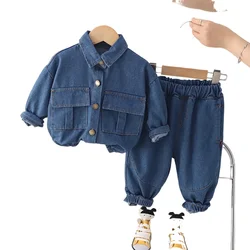 Spring Autumn Fashion Children's Boys denim suit Jacket Jeans pants 2pcs/Set Toddler Casual  Kids Clothing Tracksuit 0-5 Years