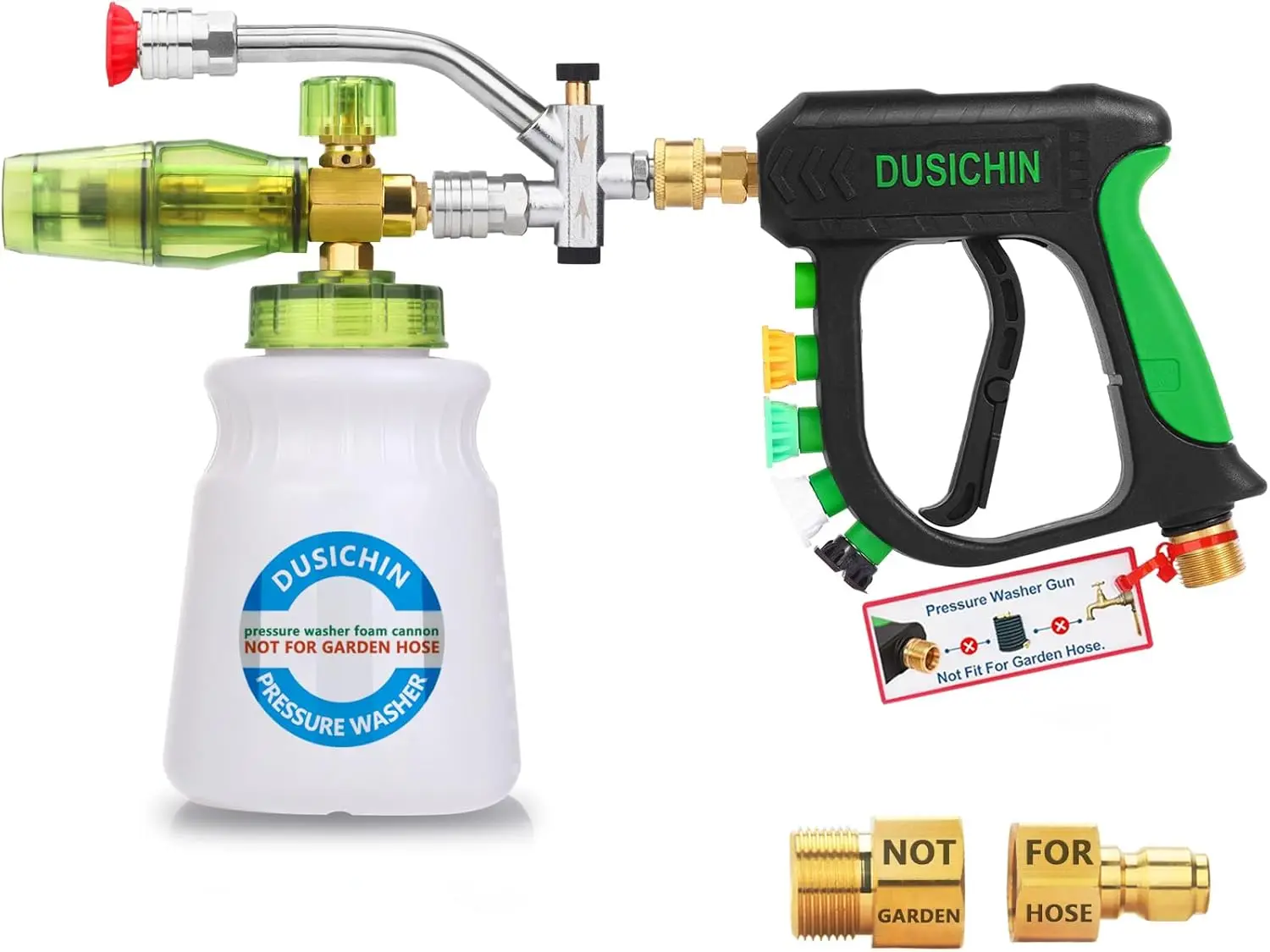 

Pressure Washer Foam Cannon Kit with Dual Connector and Nozzle Tips for Car Wash