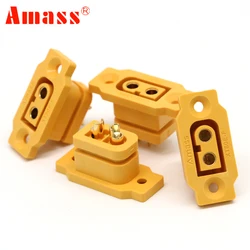 Amass-XT60E-F Ouro ou latão Ni chapeado adaptador de conector de bateria, plugue fêmea, grande corrente, 2 pcs, 5 pcs