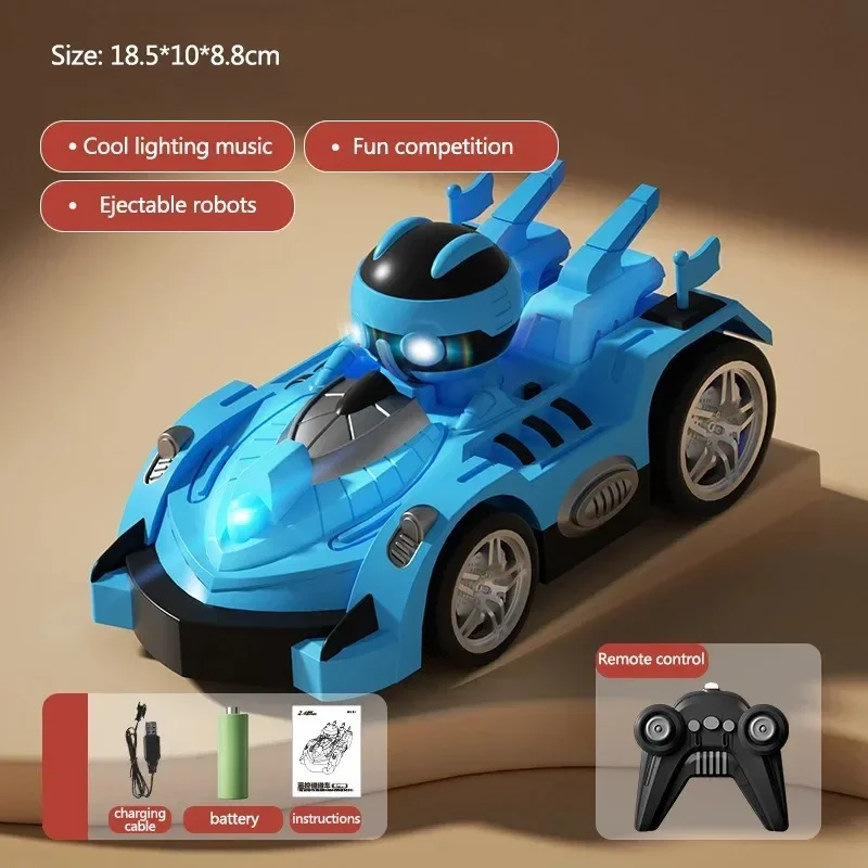 Carro de para-choque rc 2.4g, brinquedos carregáveis, controle remoto, carro de corrida de batalha, luz musical, brinquedo sensorial, robô de ejeção de colisão, presente para crianças