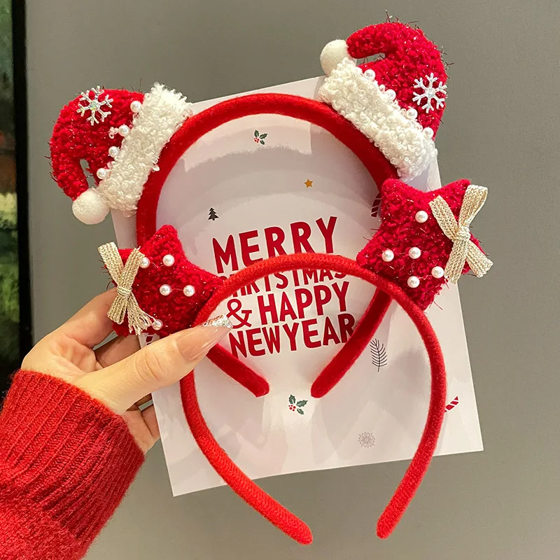 

New Christmas Headband Women's Party Accessory Santa Hat Hairpiece Star-Shaped Headband Christmas Party Hair Clip Decoration