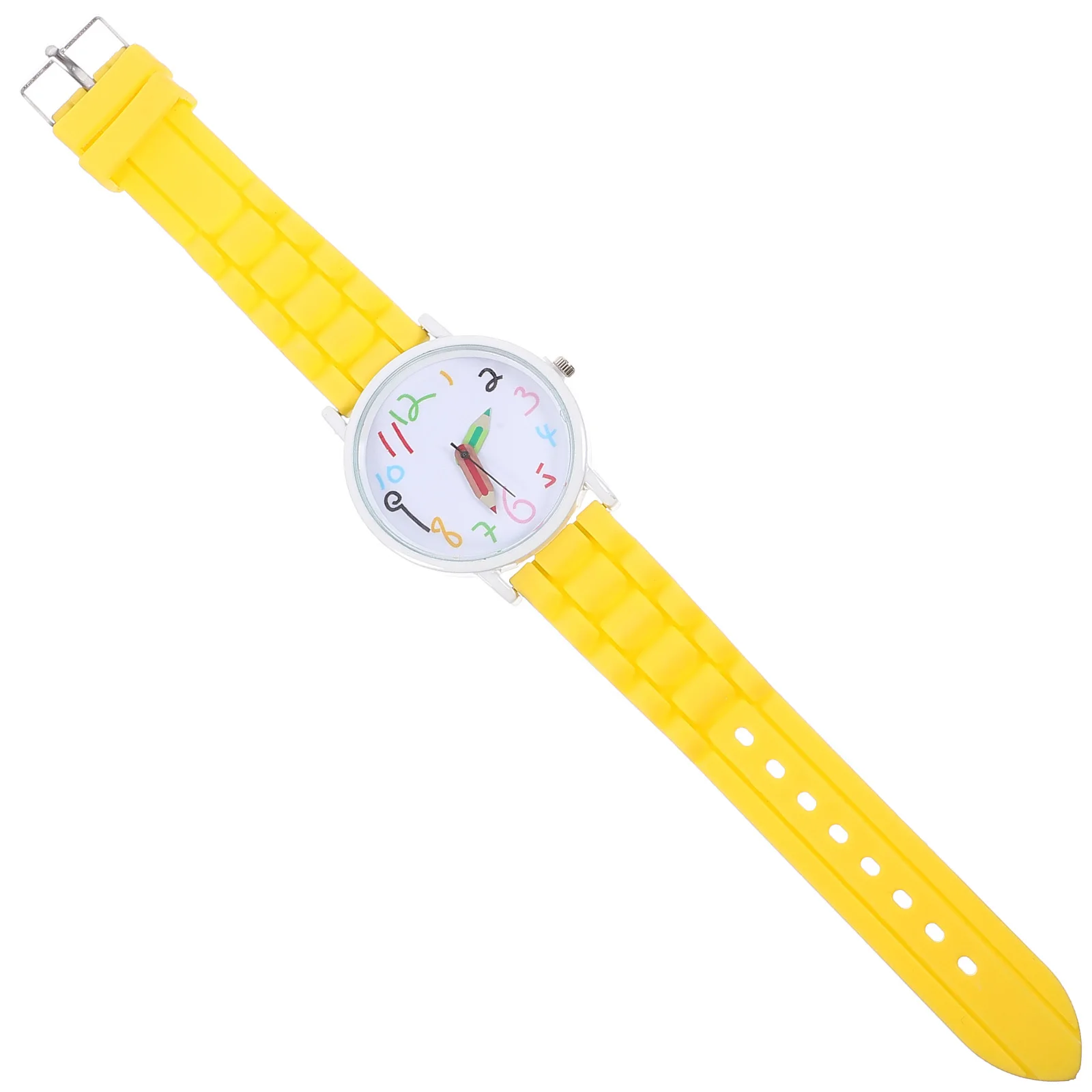 1 قطعة ساعة كارتون كوارتز تعلم ساعة اليد الصفراء دائم مريح هدية عيد ميلاد ل #4