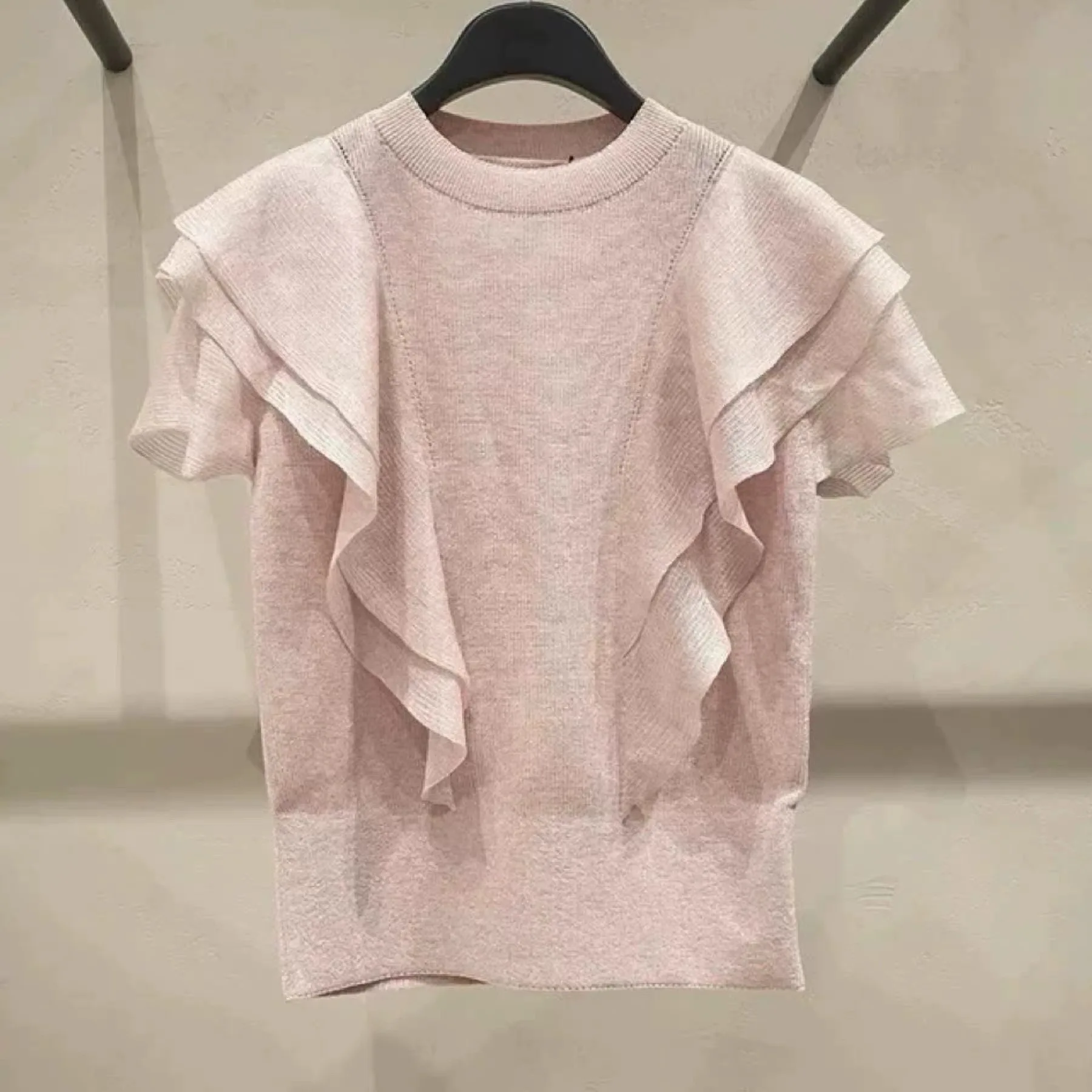 

NingYao OBZ26 Spring Ele Slim Fit ort Sve round Ne Knitwear Premium Quali Faionable Women's Top