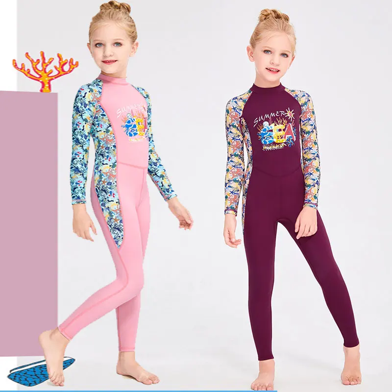 

New Children's swimsuit girls summer sunscreen one-piece wetsuit long-sleeved small children's quick-drying jellyfish swimsuit