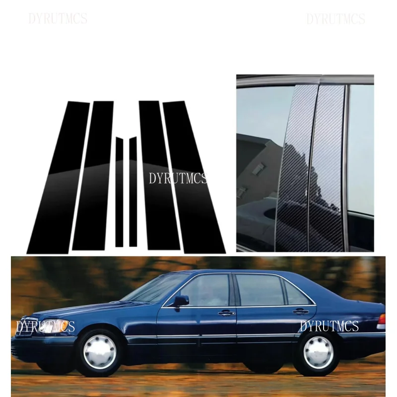 

Глянцевая черная стойка, подходит для Mercedes Benz S Class W140 MK3 1992-1999, серебристая карбоновая дверная оконная колонна BC, наклейка на накладку