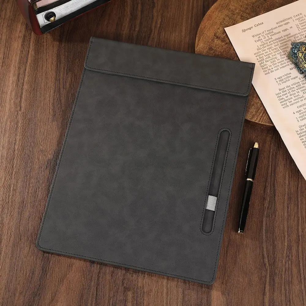 Document Holder PU Leather File Folder a4 with Pen Insert Paper Folder Durable Waterproof Writing Clipboard Teacher
