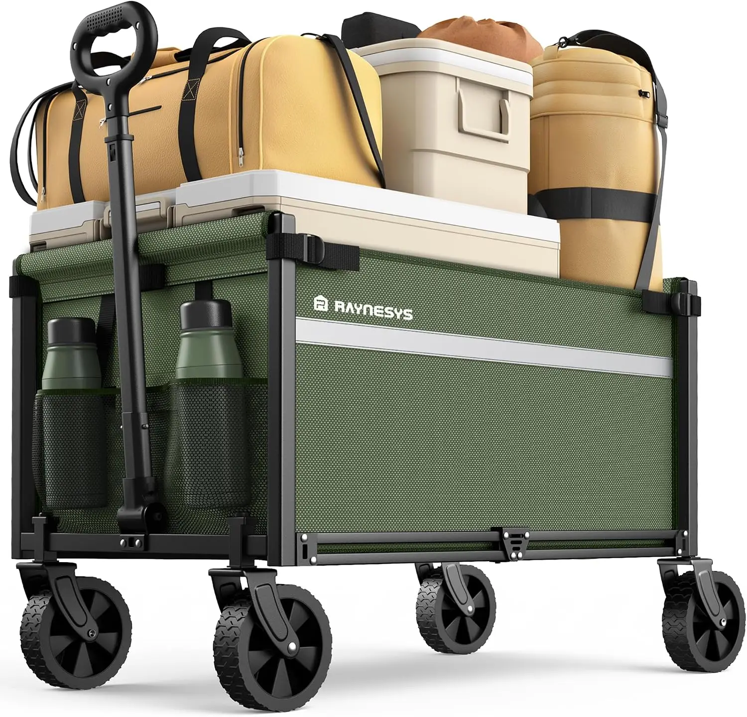 Folding Wagon Cart with Wheels, Collapsible Utility Cart, 330 LBS Capacity for Grocery Shopping and Camping