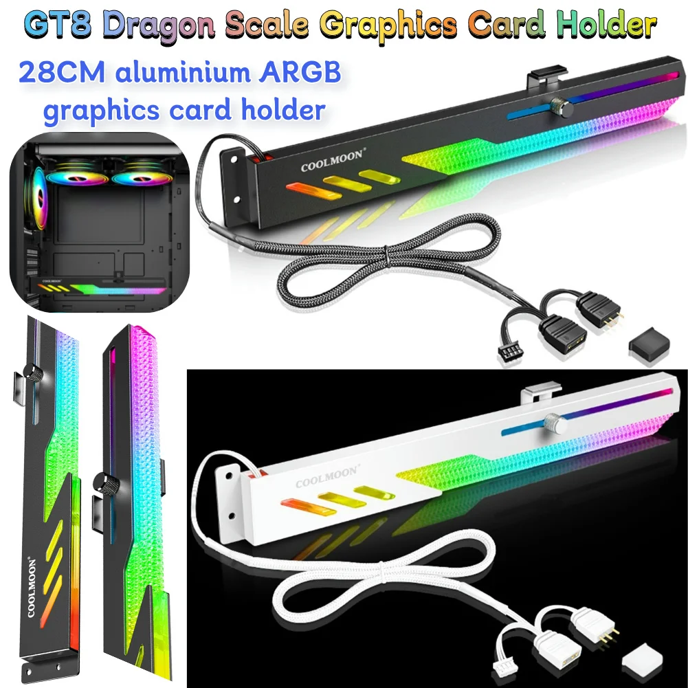 

COOLMOON GT8 Horizontal GPU Support 5V ARGB Bracket Support Computer Video Card Stand GPU Holder Computer Cooling Kit