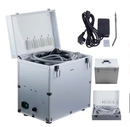 Portable Dental Unit with Oilless Air Compressor with Three Way Syringe Oilless Air Compressor Water bottle Suction System