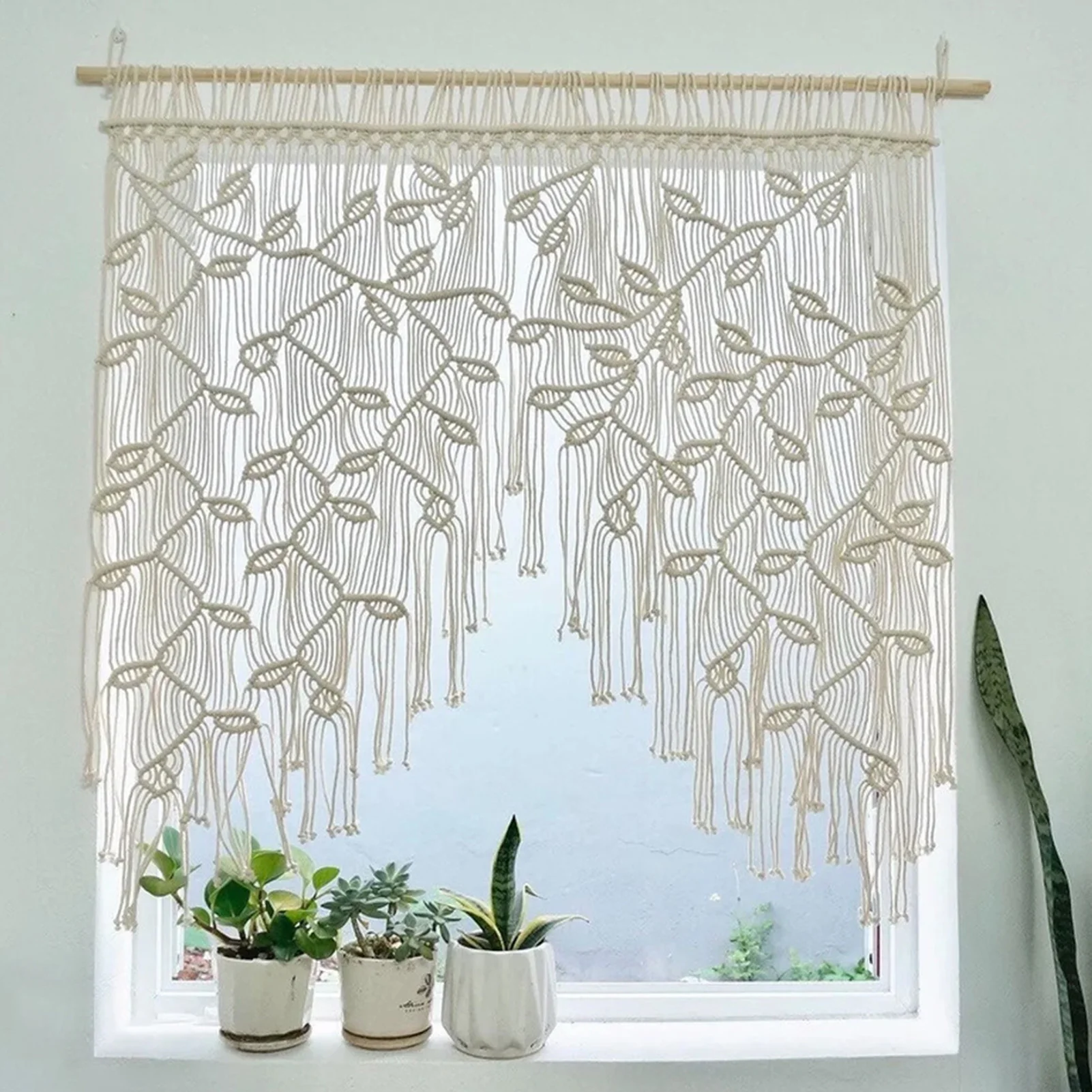 

Nordic Bohemian Macrame Wall Hanging Tassel Boho Leaves Tapestry Hand-Woven For House Livingroom Bedroom Room Home Decoration