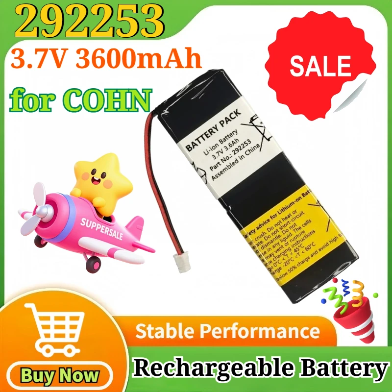 

292253 3.7V 3600mAh для COHN: Перезаряжаемая литий-ионная полимерная батарея для портативных устройств, приборов и DIY-проектов (источник питания)