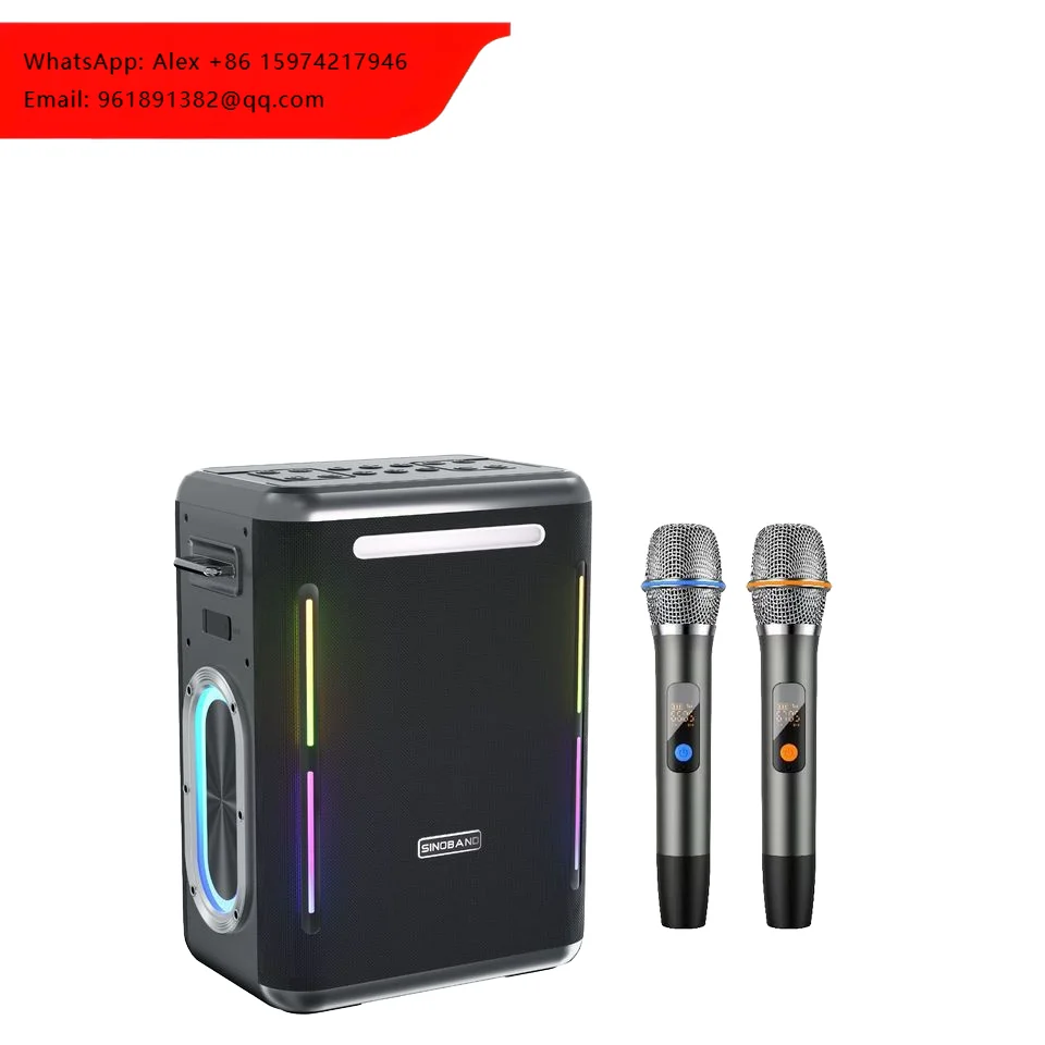 

Sinoband Party 1981 High-Power 300W Wireless For Bluetooth Karaoke Speaker RGB LED Portable Card Plug Battery For Home Theatre