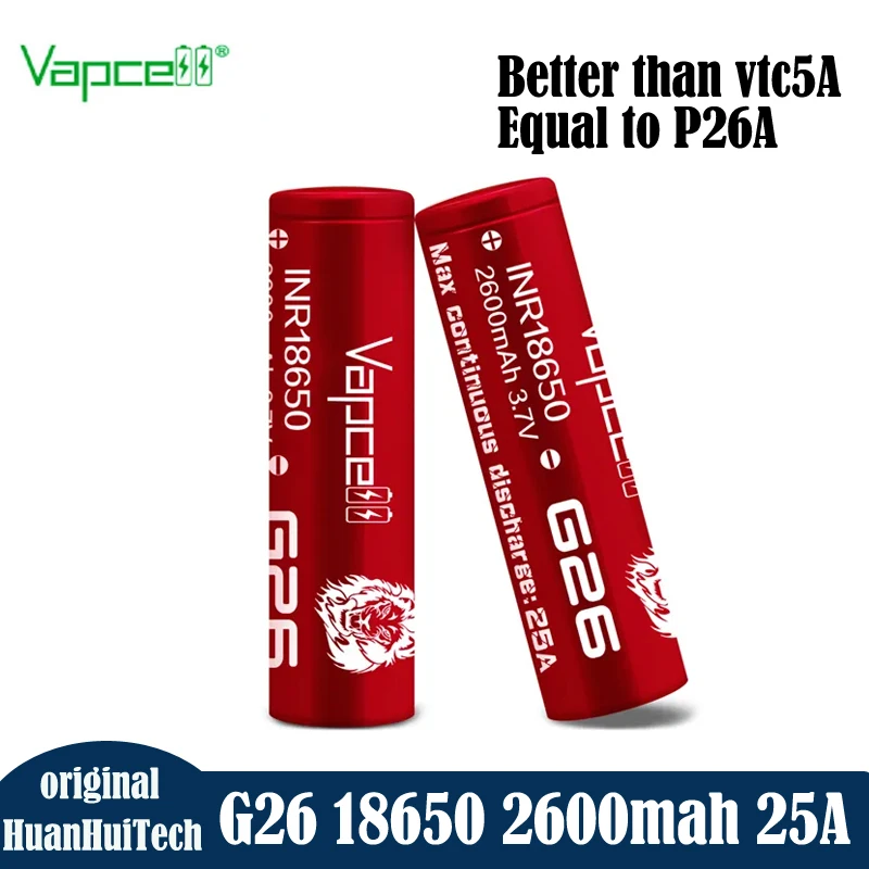 Original Vapcell INR 18650 G26 2600mah 25A 3.7V Battery High Performance Cell For Power Tools Better Than Vtc5A Equal To P26A