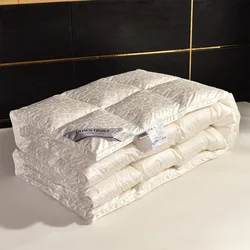 Premium Light Luxury Silk Goose Down Comforter Cotton 95% White Goose Filling Warm Winter Bedspread Hospitality Quality Quilt