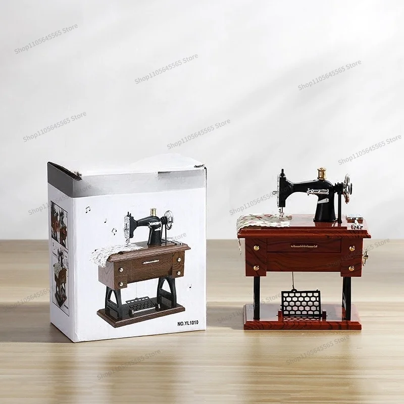 For sewing machine music box, retro simulation small sewing machine model music box
