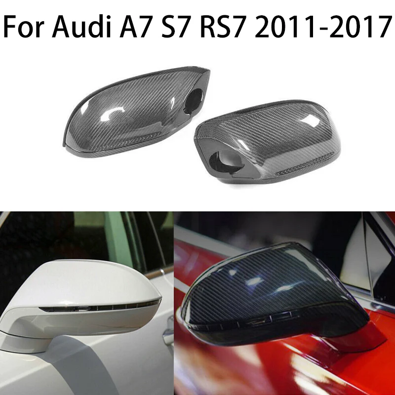 

For Audi A7 S7 RS7 4G8 2010-2017 Pair Real Carbon Fiber Wing Rear View Mirror Cover Trim Case Shell external spare parts