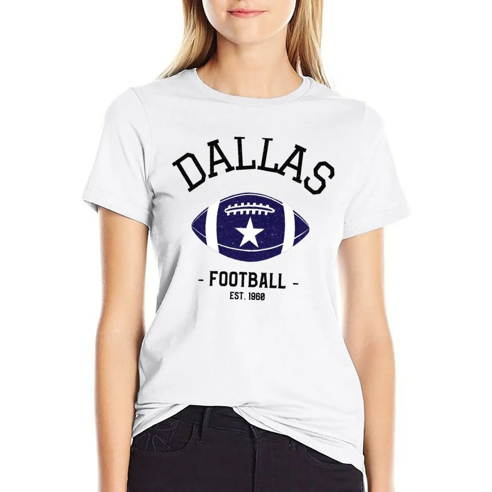 

Vintage Dallas Football Sports Team Gift T-shirt hippie clothes cute tops Short sleeve tee cute t-shirts for Women