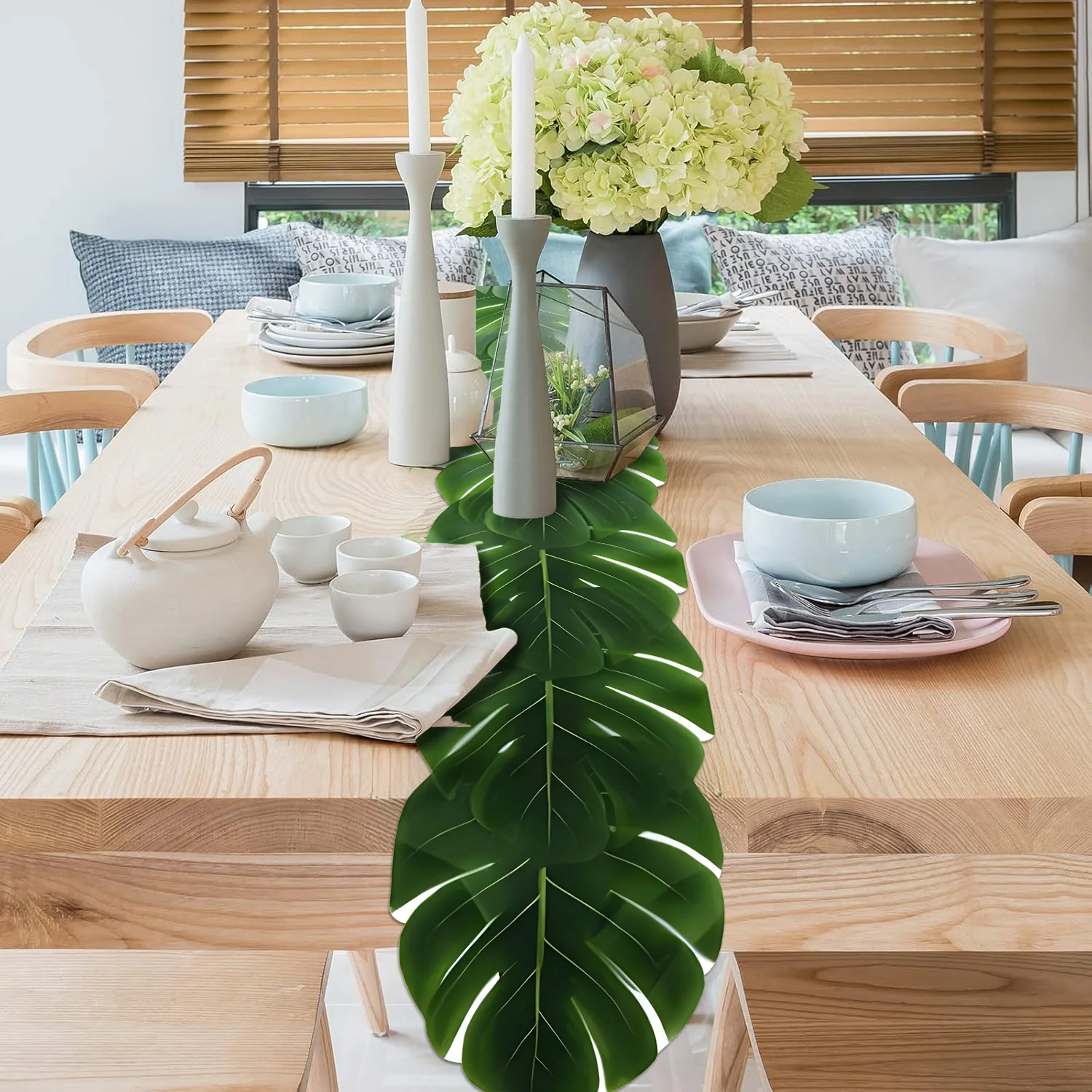 Runner da Tavola con Foglie di - Outdoor Furniture Green recensione e prezzo