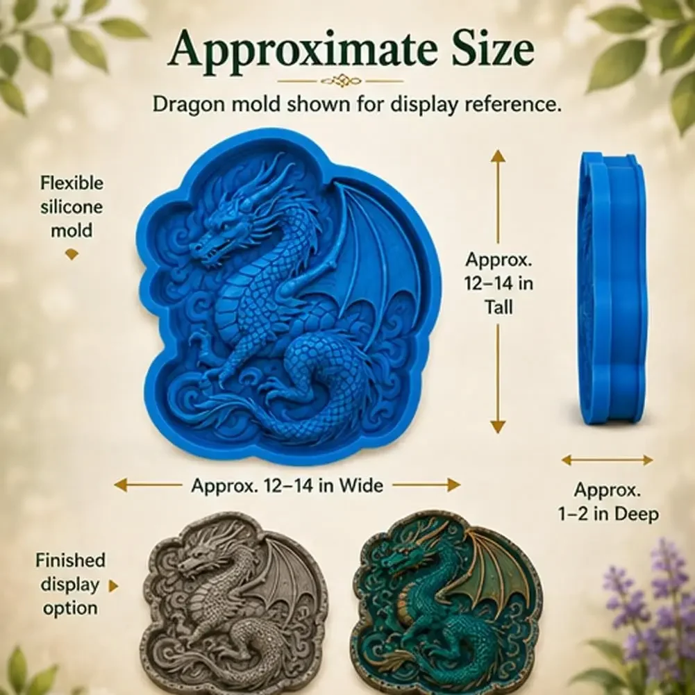 Reusable Mold for Stepping Stones, Create Your Own Garden Art | Whimsical Dragon, Frog, Mermaid Designs, Patio Walkway Decor,