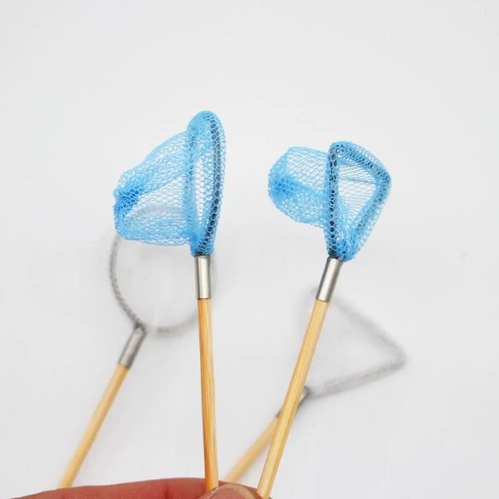 لطيف التظاهر اللعب دمية الصيد صافي قضيب الأبيض DIY البسيطة الصيد صافي القطب الأزرق مثلث فراشة شبكات نموذج بيت الدمية