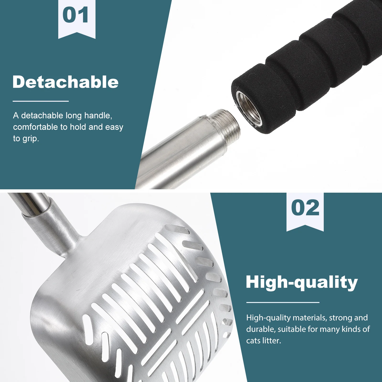 

Detachable Long Handle Cat Litter Shovel Lightweight Ergonomic Cat Poop Scoop Cleaning Tool Pet Nest Cleaner Household Use