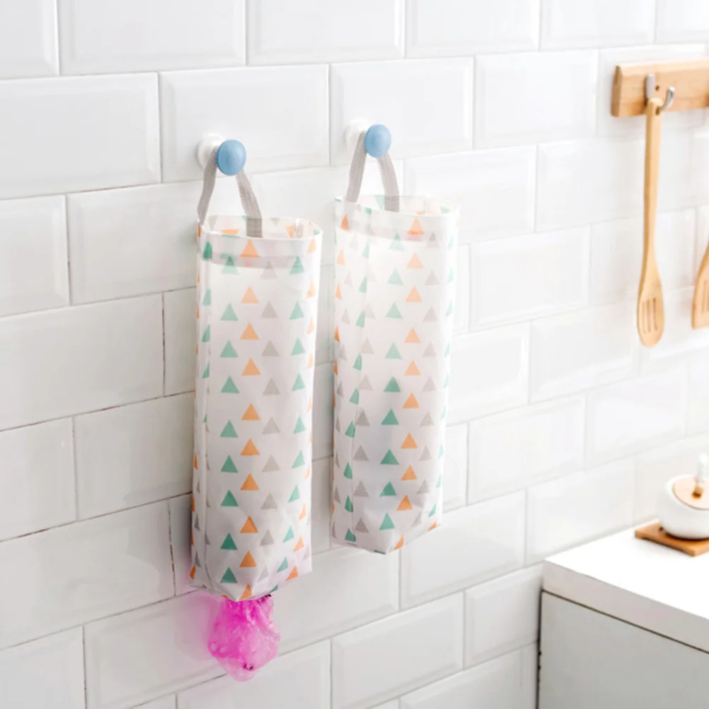 

2Pcs WallMounted Trash Bag Organizer Dustproof Waterproof Oxford Cloth Kitchen Storage Pouch Compact Cylinder Design SpaceSaving