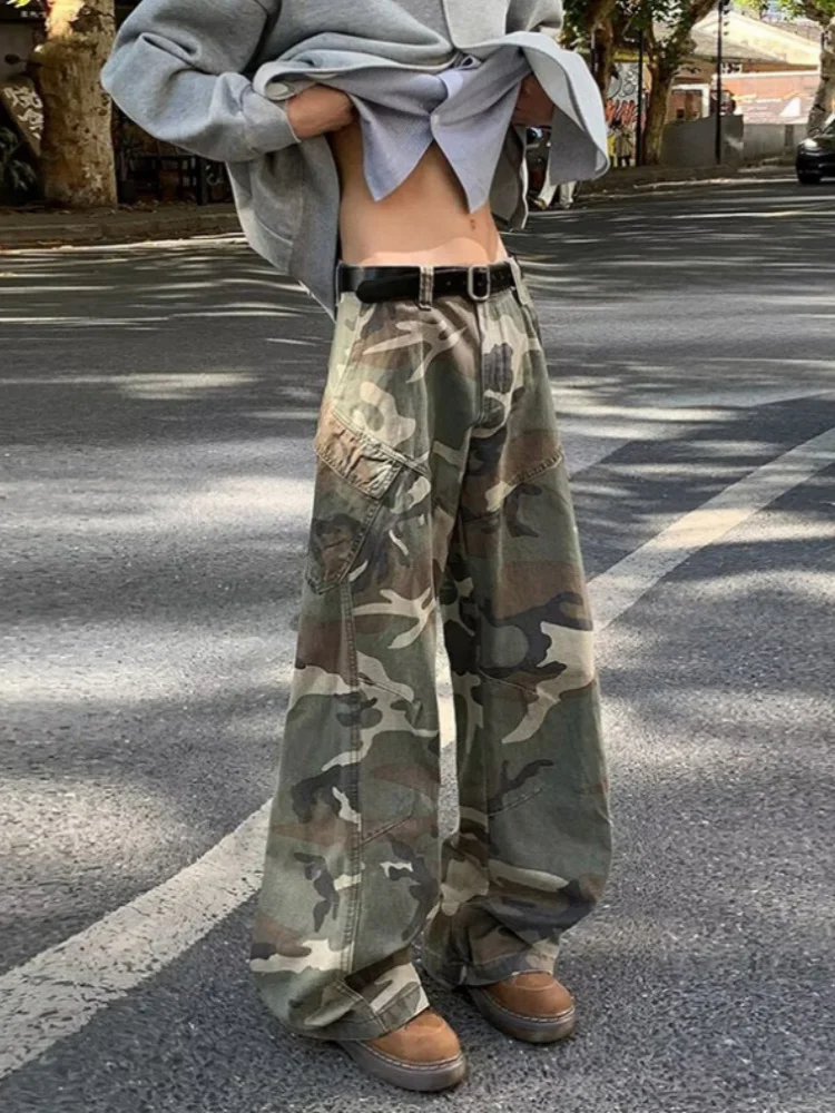 

Camouflage Men's Jeans Spring Autumn Straight Leg Micro Flare Knife Logging Workwear Trendy CleanFit Durable Cotton Denim