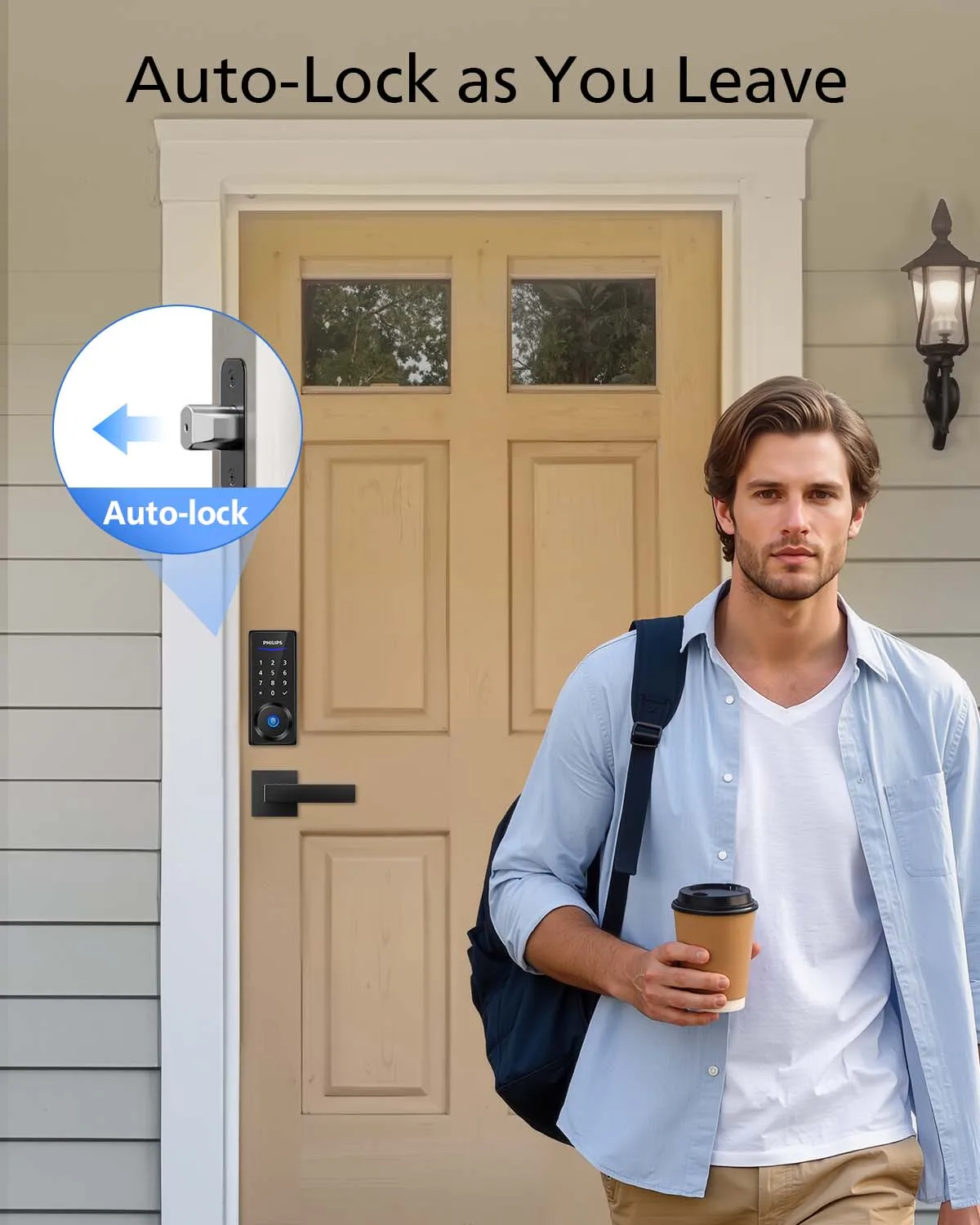 قفل ذكي ببصمة الإصبع من فيليبس، تحكم في التطبيق، قفل باب دخول بدون مفتاح، قفل تلقائي، بطارية طويلة لمدة 9 أشهر #3