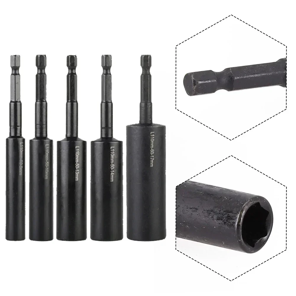 1pc 110mm Length Deepen Socket Adapter H8-H17 Power Nut Driver Socket Hex Shank Screwdriver Metric Wrench Socket Bit ﻿