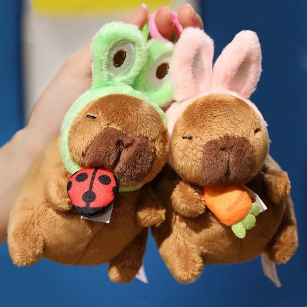 LLavero de muñeco de peluche, llavero de perro gato tímido de peluche, Animal divertido, capibara, colgante de muñeco de peluche suave y bonito, colgante para chico y niño