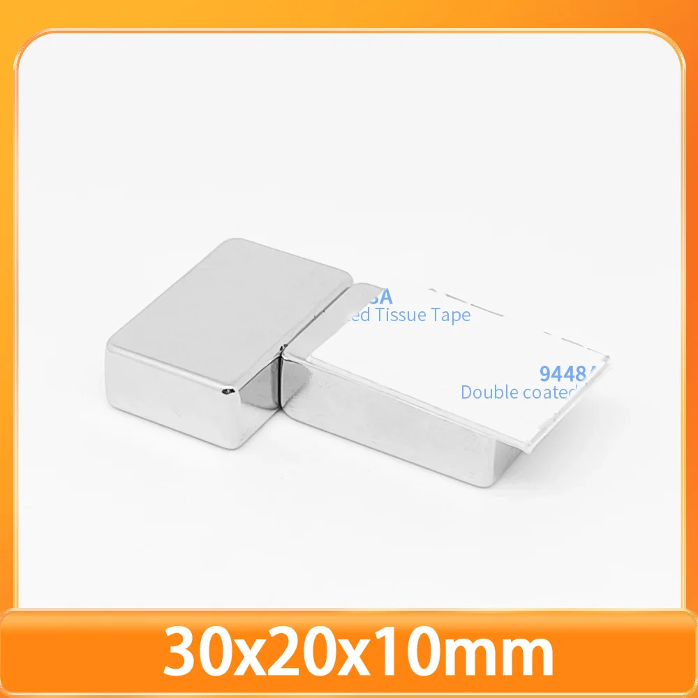 1/2/5/10PCS 30x20x10mm Quadrate Super Powerful Strong Magnetic Magnets With 3M Tape 30*20*10 Block Neodymium Magnets 30x20x10