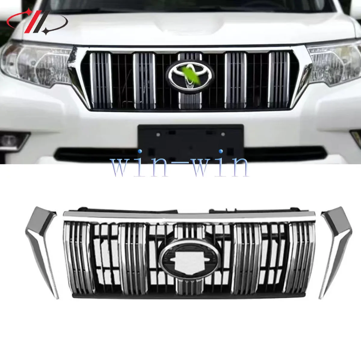 

Низкая конфигурация переднего гриля Prado для Land Cruiser 150 Prado LC150 J150 2018-2023 передние гоночные грили крышка бампер решетки